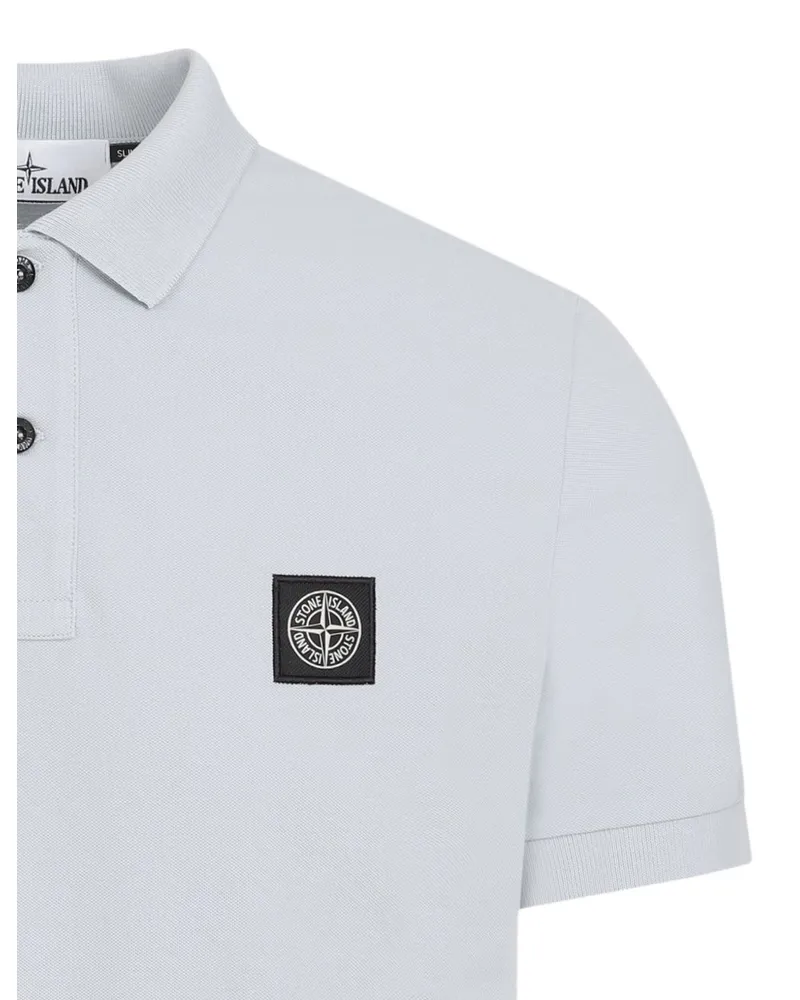 Stone Island Logo Cotton Polo Shirt — Sky Blue Sky