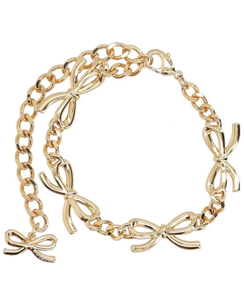 Self-Portrait Crystal Bow Bracelet — Gold Gold