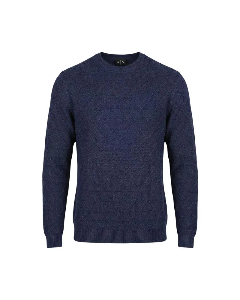 Armani Exchange Geometric-Embossed Viscose Sweater — Navy Navy