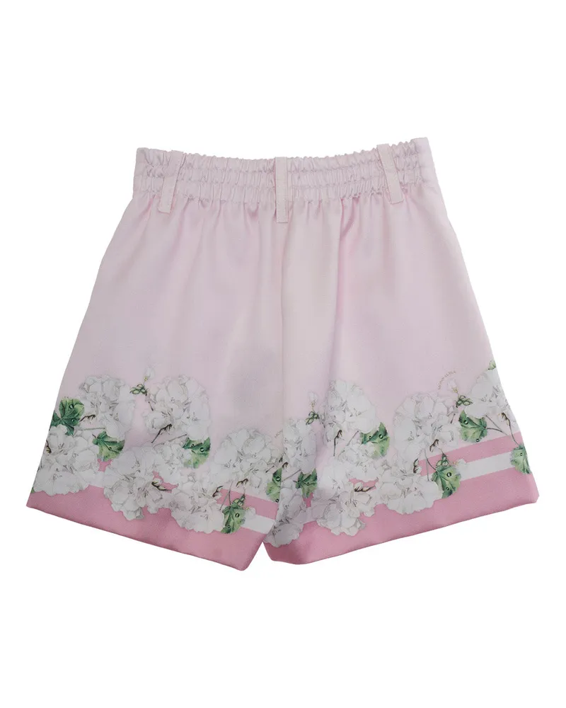 Monnalisa Girls' Bermuda Shorts Pink Floral Print Polyester Pink