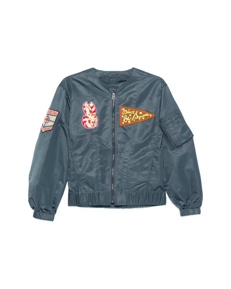 Kenzo Blue Badge Appliqué Bomber Jacket — Blue Blue