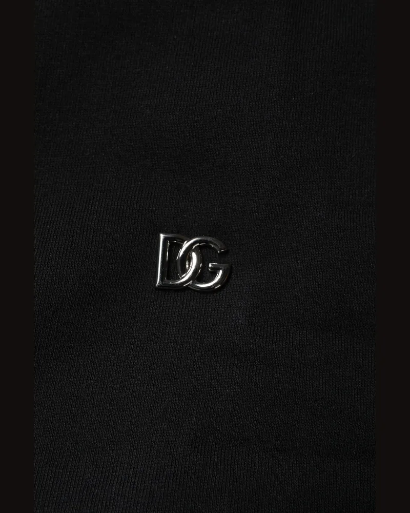 Dolce & Gabbana Logo-Embroidered Cotton Sweatshirt — Black Black