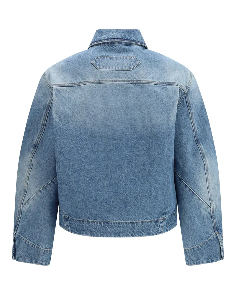 Jacquemus Men's Denim Jacket Blue-Tabac Polyamide; Cotton Blue/tabac Blue