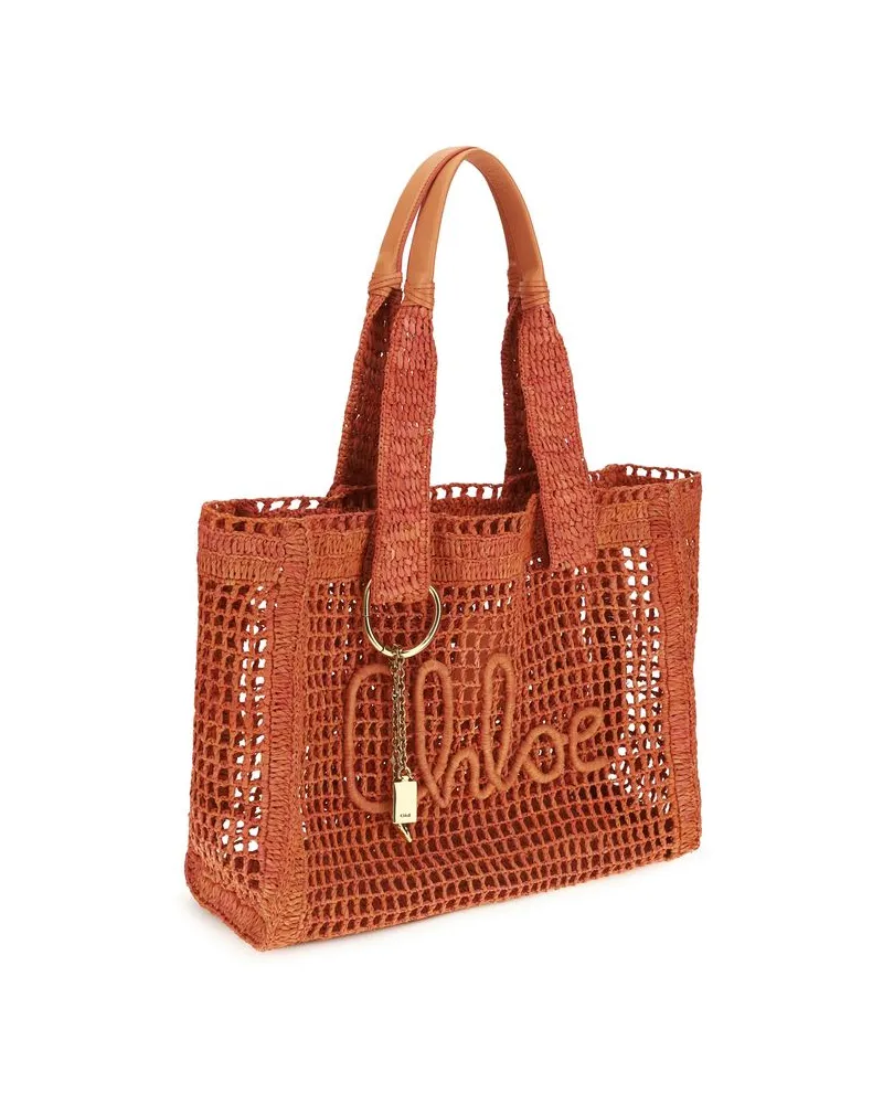 Chloé Women's Multicolor Raffia Shoulder Bag Orange