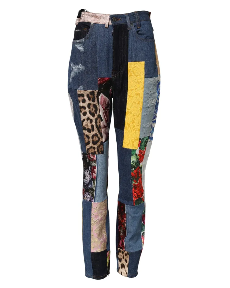 Dolce & Gabbana Women's Multicolor Patchwork Skinny Denim Jeans Clothing Multicolor