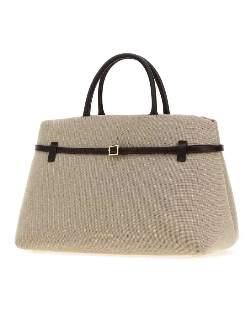 Manu Atelier Women's Cappuccino Canvas Le Cambon 40 Shopping Bag Beigebitterbrown Borse A Mano Beige