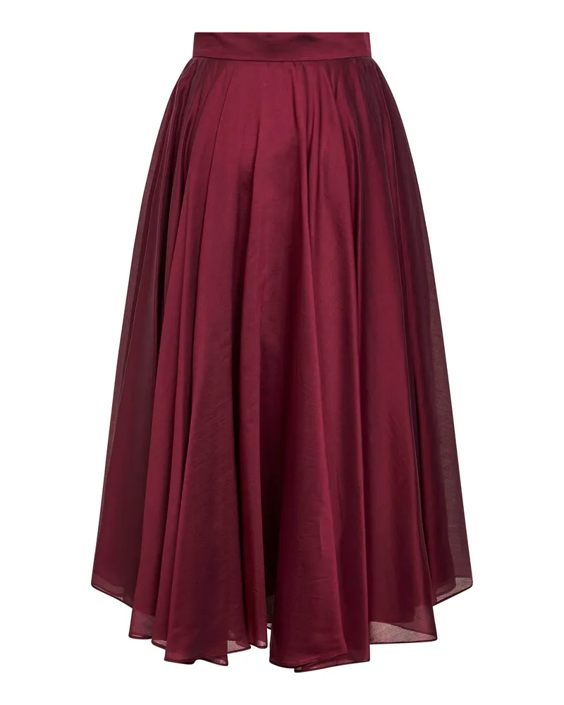 Blanca Women's Burgundy Voile Full Midi Skirt Cupro Burgundy