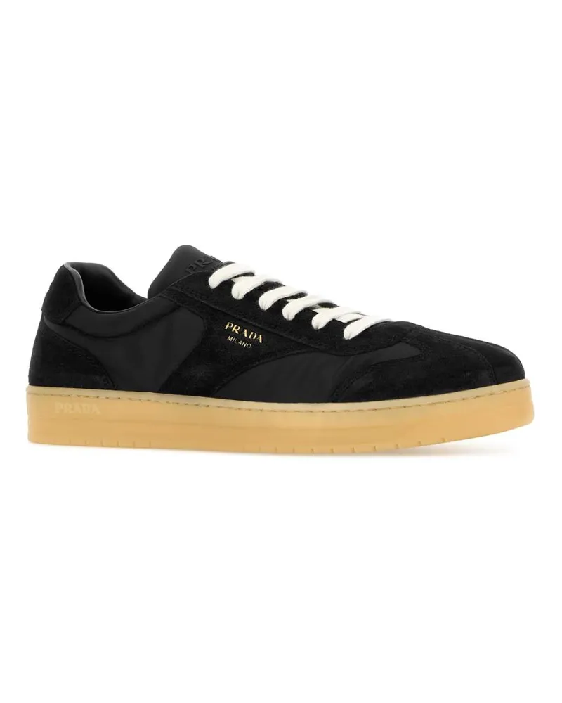 Prada Men's Suede And Re-Nylon Sneaker Black Black