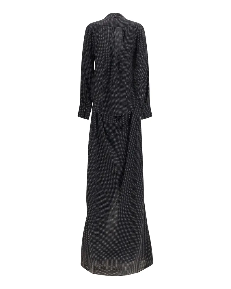 Sa Su Phi Women's Criss Cross Polka-Dot Silk Crepe De Chine Long Dress Micro Pois B-N B/n Black