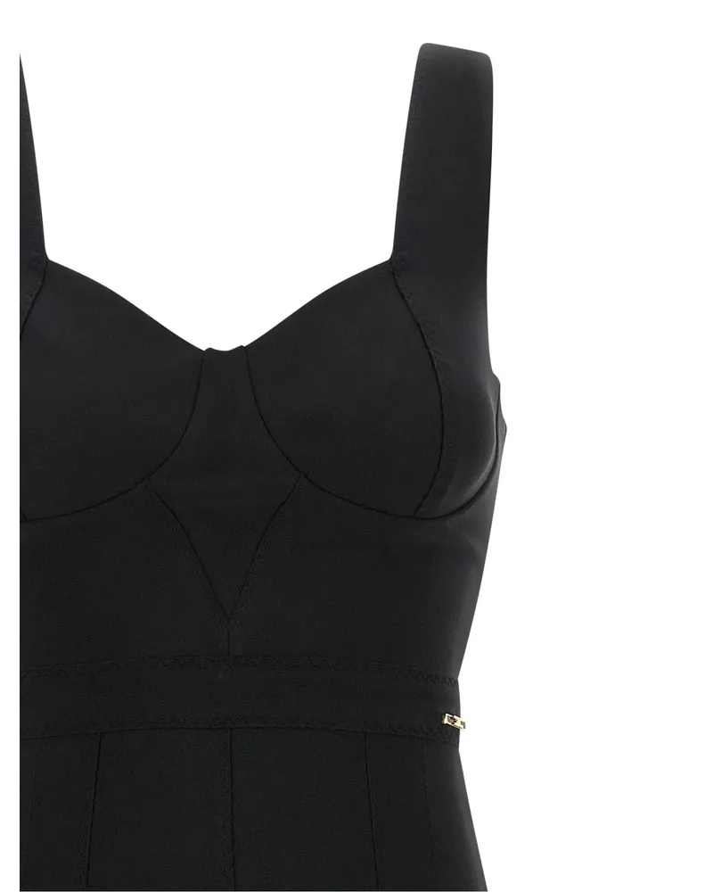 Elisabetta Franchi Scuba Bustier Dress — Black Black