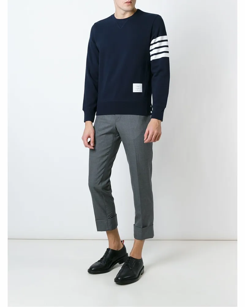 Thom Browne 4-Bar Striped Cotton Jersey Sweatshirt — Navy Navy