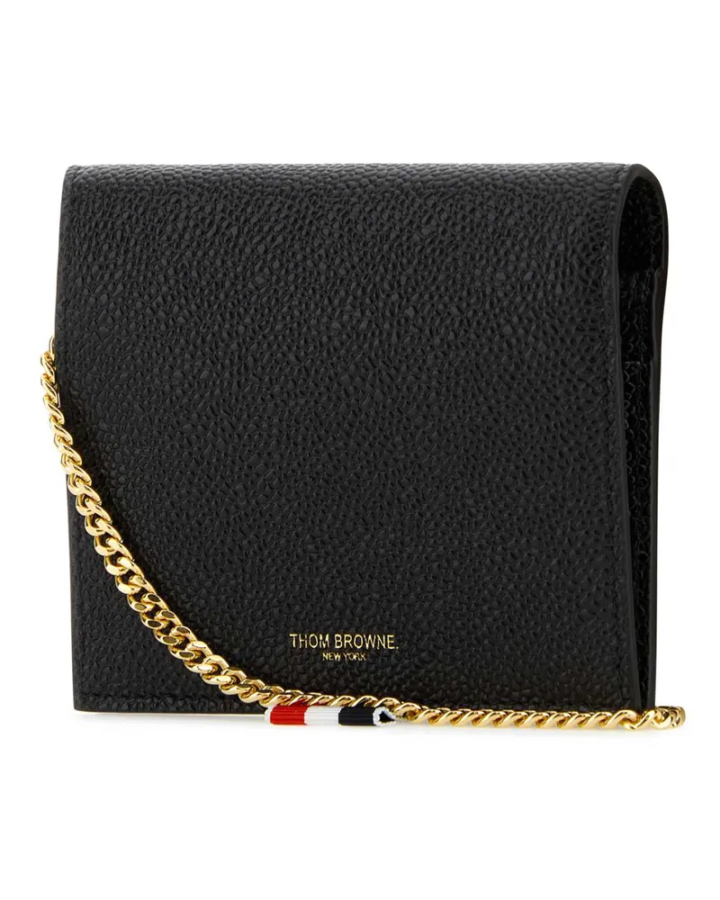 Thom Browne Women's Black Leather Card Holder Exterior: Portafogli Black