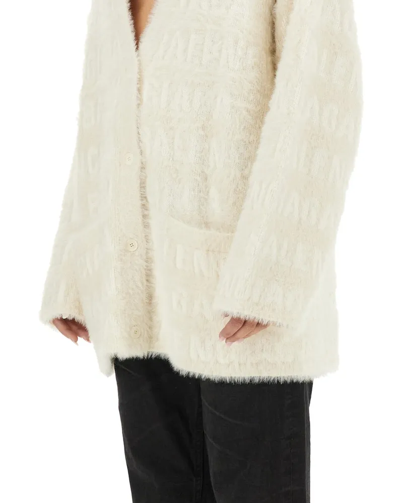 Balenciaga Oversized V-Neck Cardigan — White White