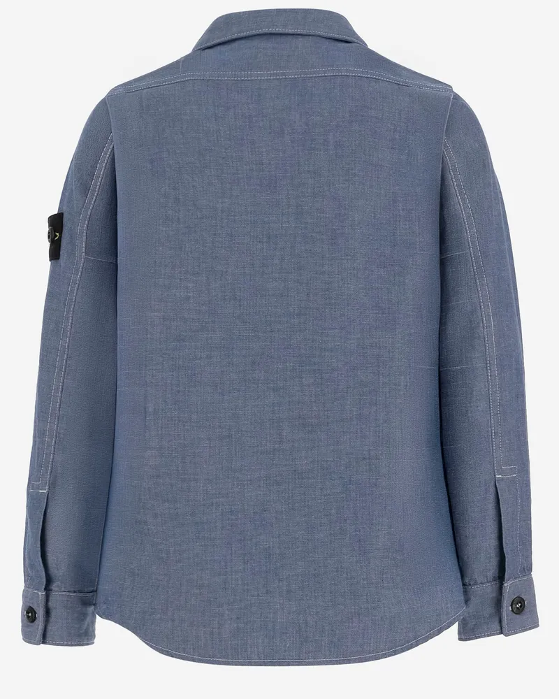 Stone Island Kids' Shirt Cotton Denim Blue Blouses And Blue