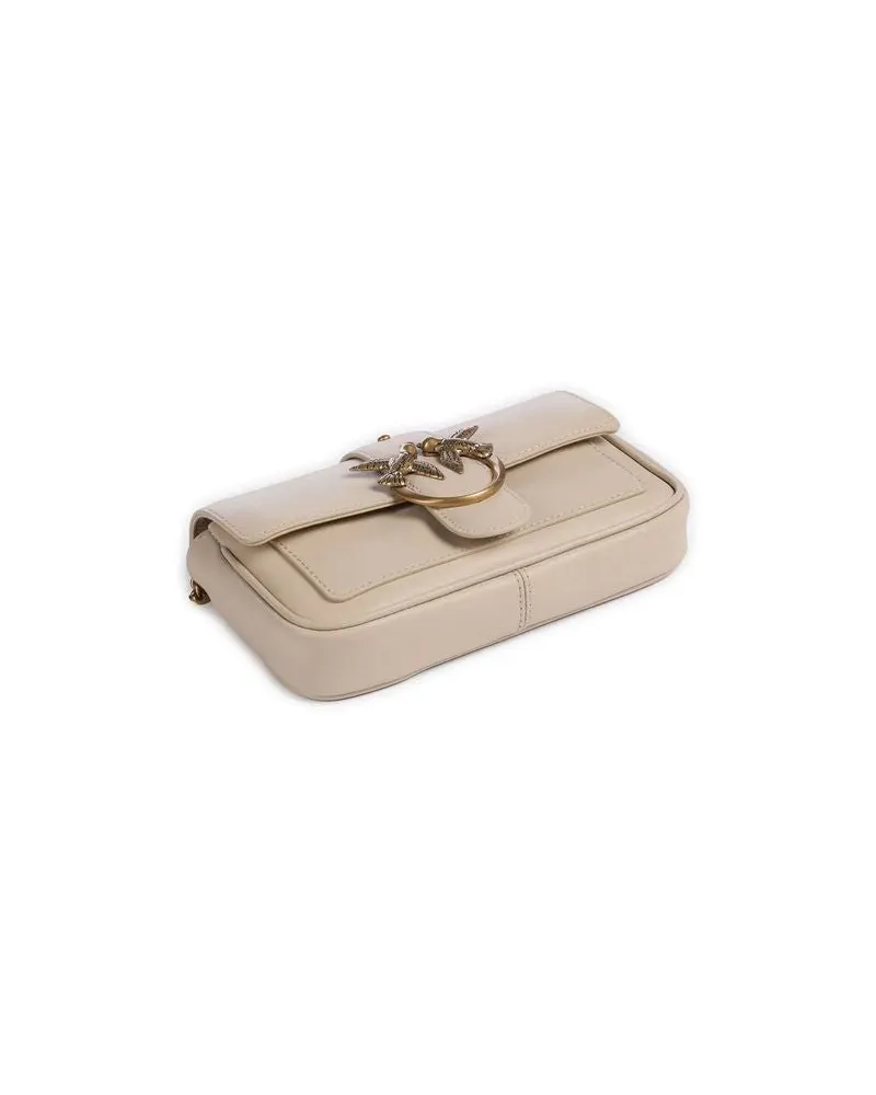 Pinko Women's Crossbody Bag Beige Grigio Cow Leather | Accessory: Zinc - Crossbody-Bags Beige