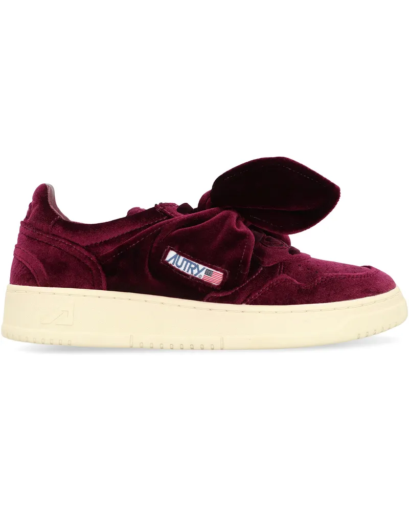 AUTRY Women's Low-Top Sneakers Medalist Velvet Wine Velvet-Flake Polyester Trainers Velvet/flake Red