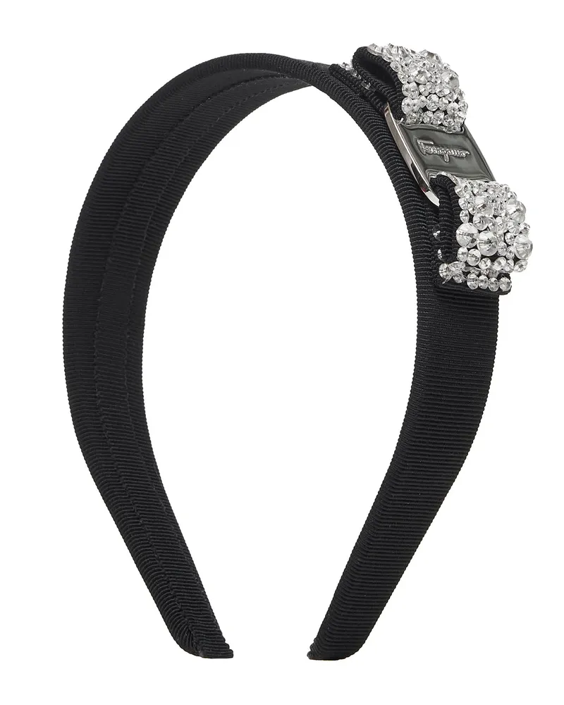 Ferragamo Women's Headband Vara Bow Black Cotton Hair Accessories Black
