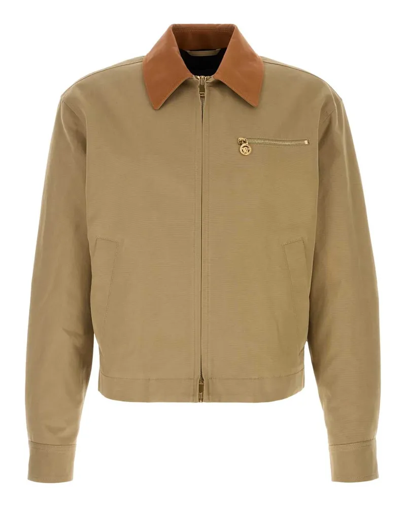 Versace Cotton Collar-Detail Jacket — Beige Beige