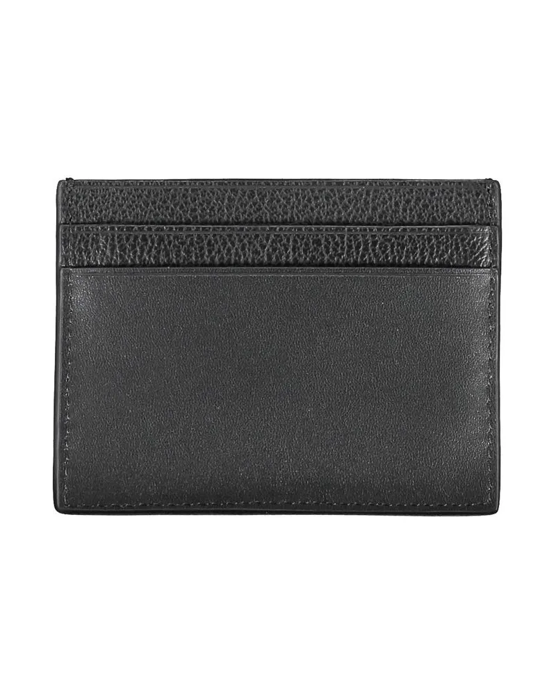 Calvin Klein Two-Compartment Leather Card Case — Black Black