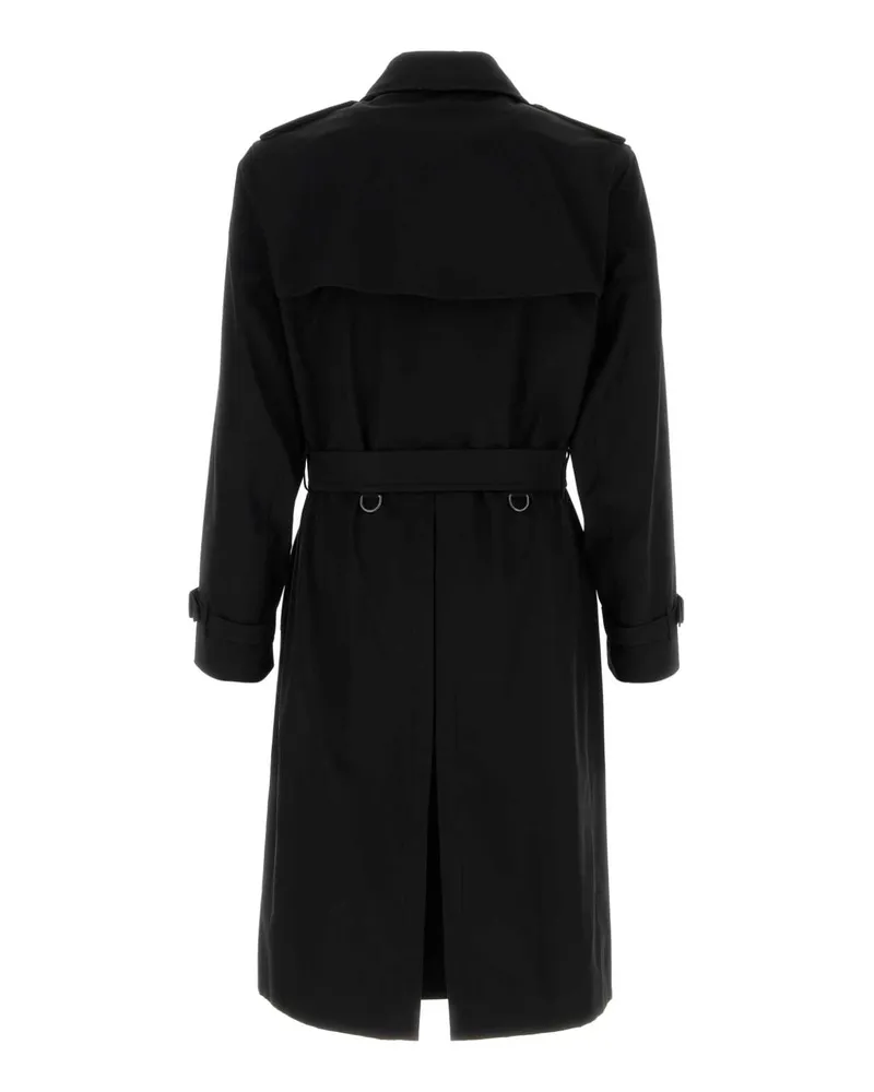Burberry Men's Black Gabardine Heritage Kensington Trench Coat Black