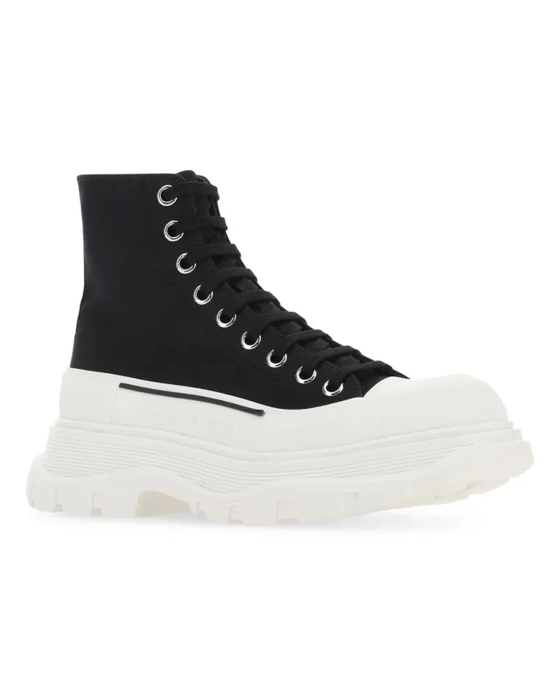 Alexander McQueen Women's Black Canvas Tread Slick Sneakers 1070 Black