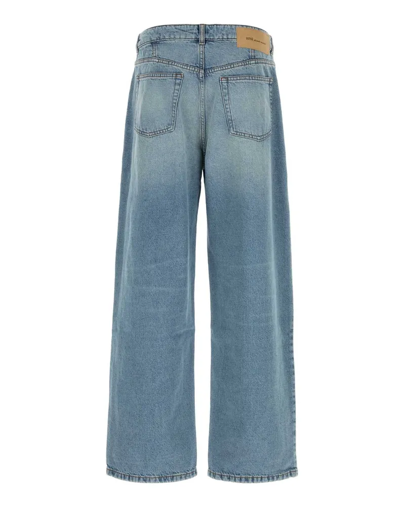 AMI Paris Light-Wash Straight-Leg Jeans — Blue Blue