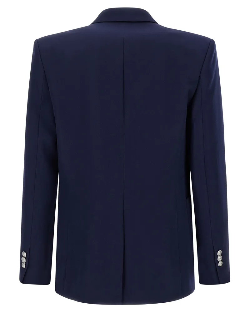 Balmain Men's Blue Virgin Wool Blazer Clothing Navy