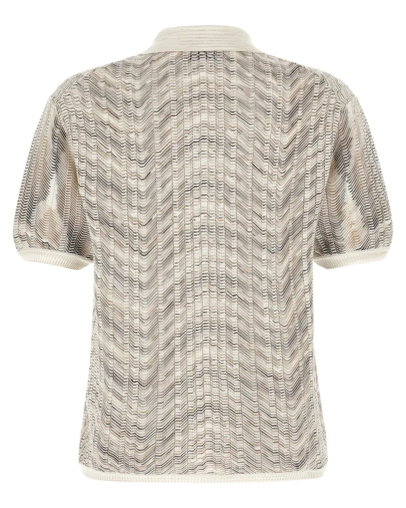 Missoni Zig-zag Knit Polo Shirt — Beige Beige