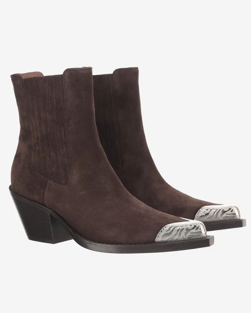Paris Texas Women's Suede Ankle Boots Dark Brown Calf Leather Brown