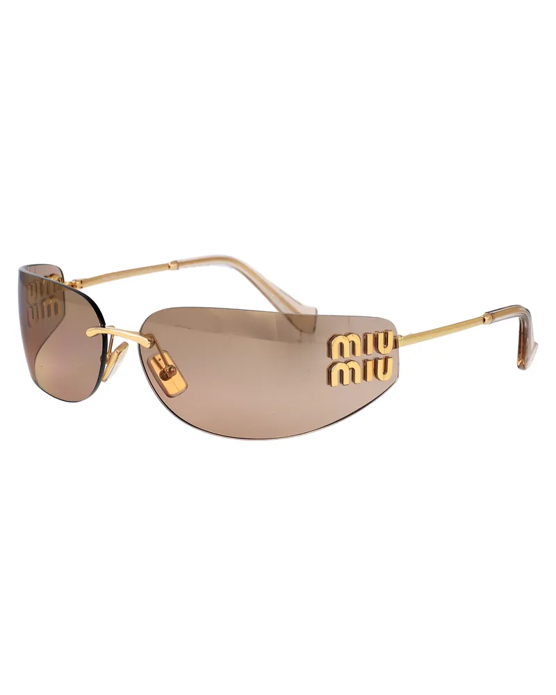 Miu Miu 0MU Gold Metal Sunglasses — Gold Gold