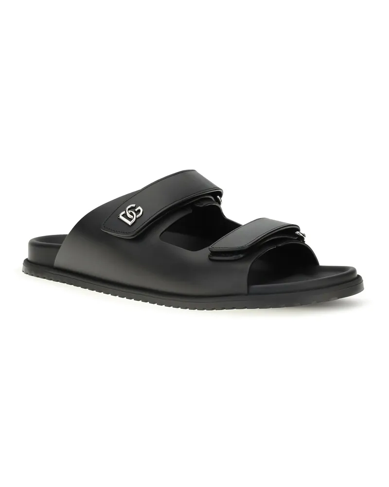 Dolce & Gabbana Men's Calfskin Leather Sandals Nero Black