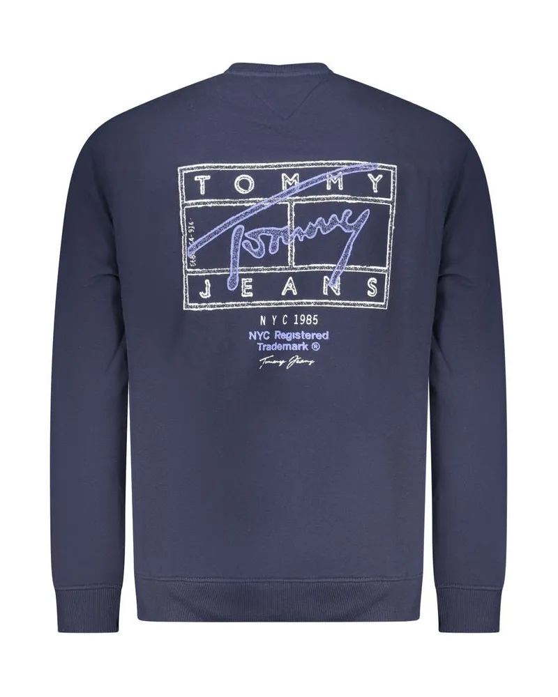Tommy Hilfiger Logo-Print Cotton Sweatshirt — Blue Blue