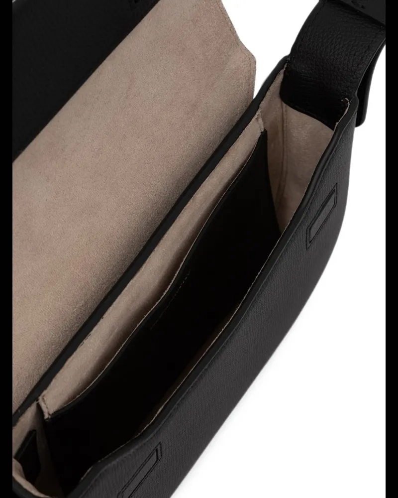 Emporio Armani Pebbled Leather Crossbody Bag — Black Black