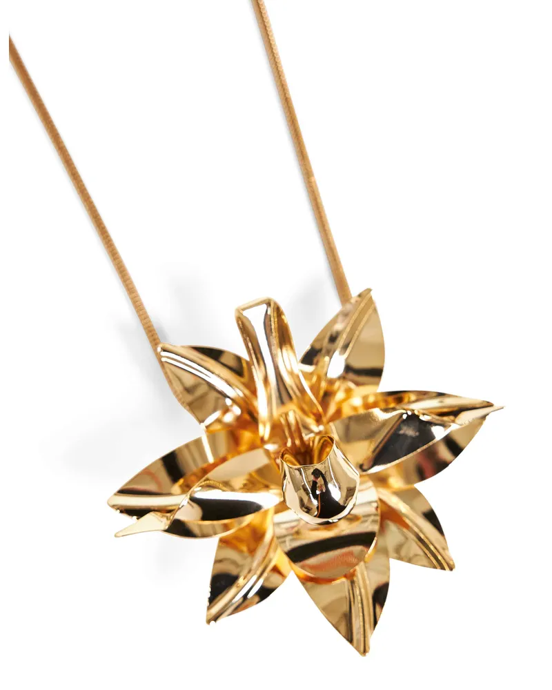 Paco Rabanne Women's Necklace Flower Pendant Gold Metal Brass Necklaces Gold