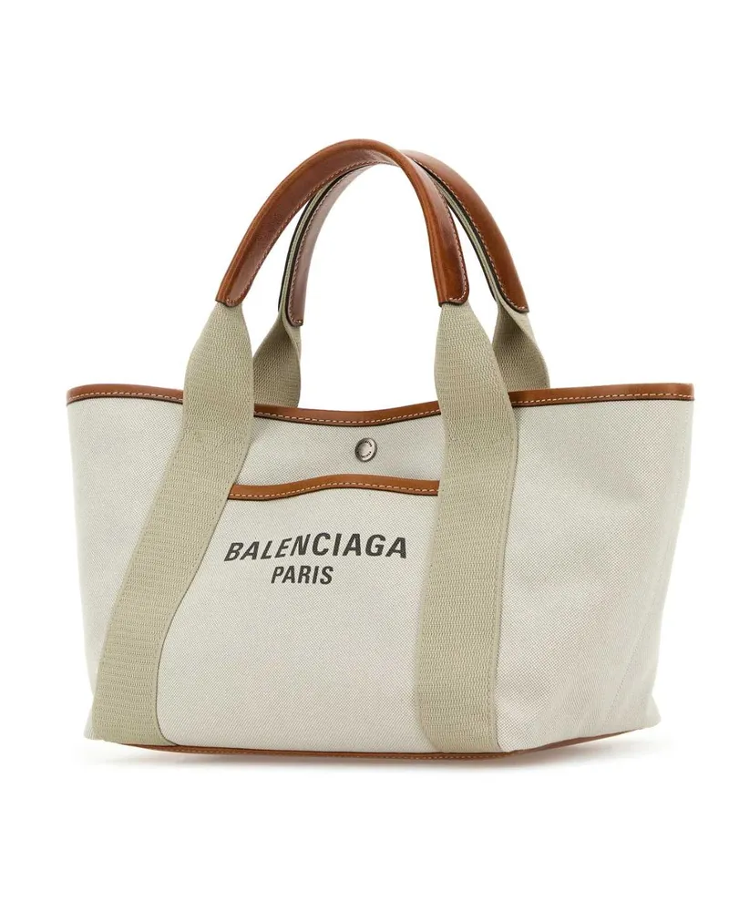 Balenciaga Women's Sand Canvas Small Biarritz Shopping Bag Natural-Tan Cowboy Borse A Mano Natural/tan Beige