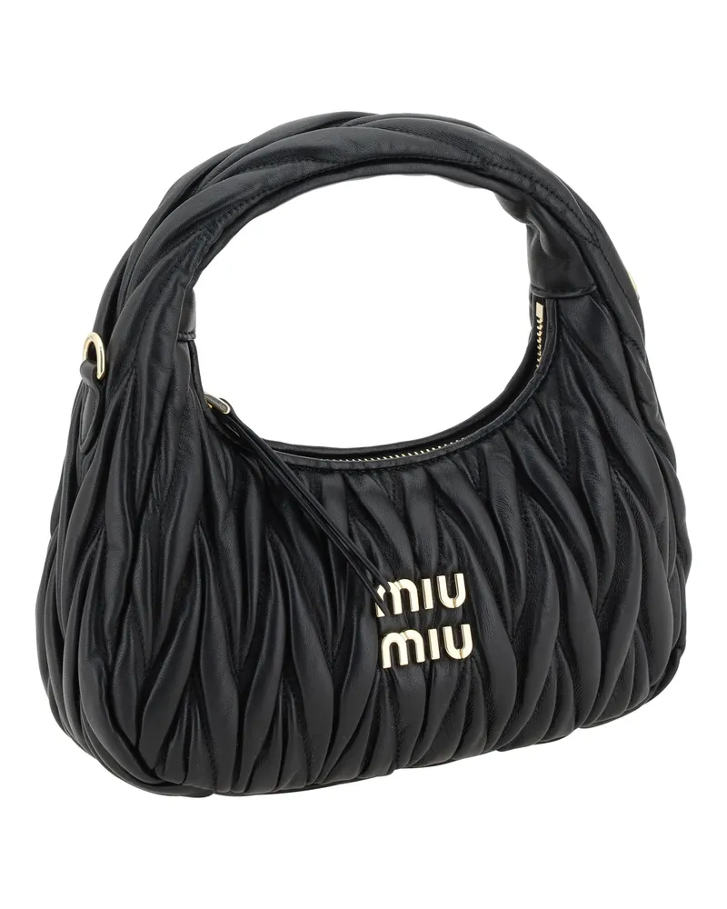 Miu Miu Women's Hobo Handbag Black Calf Leather Handbags Hand Bags Black