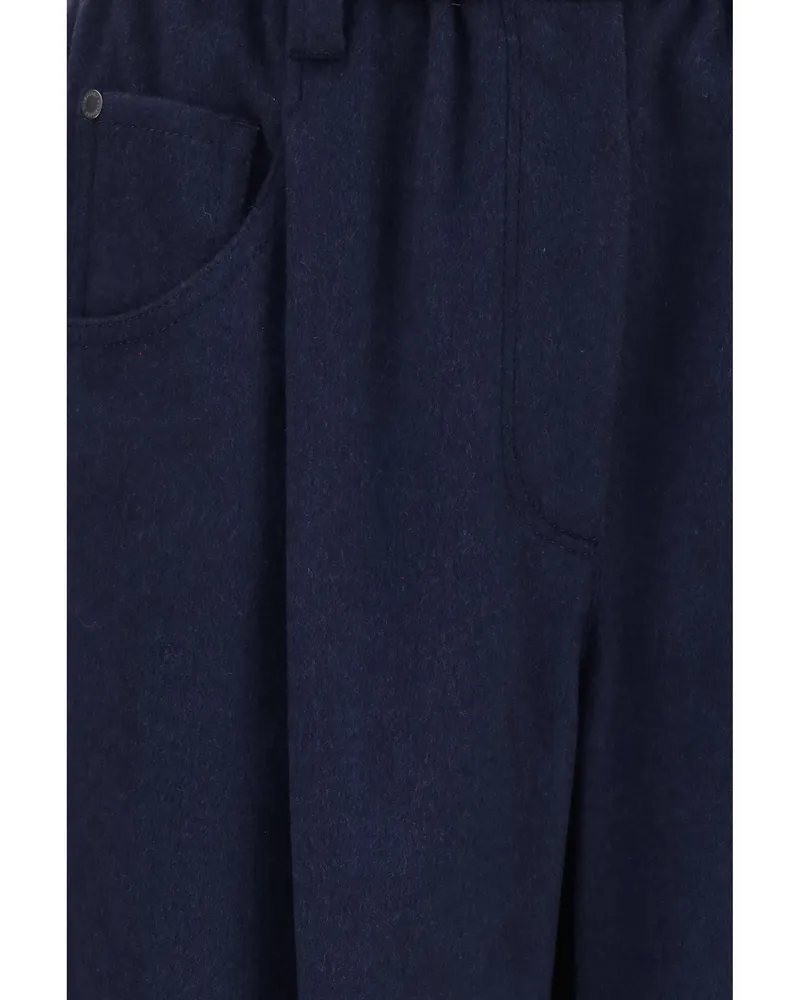 Brunello Cucinelli Women's Stretch Wool Pants Blue Merino Trousers Blue