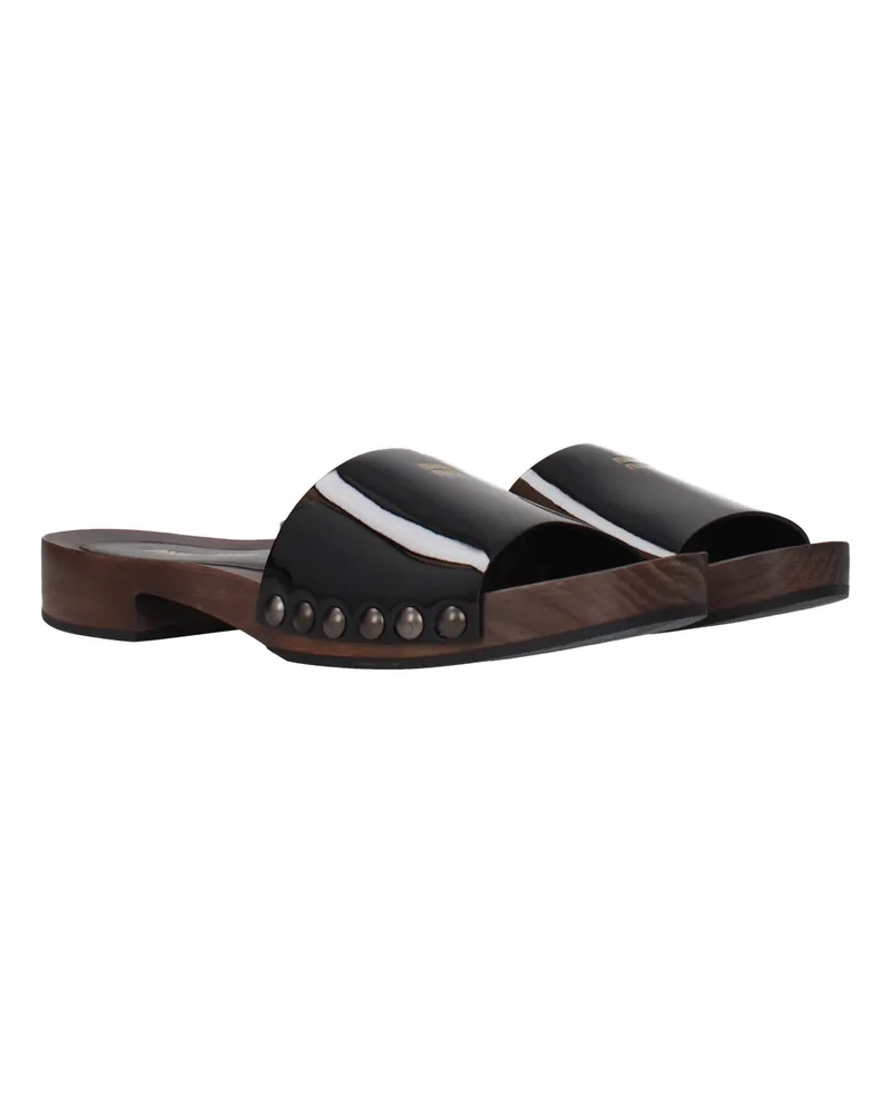Miu Miu Women's Black Leather Slippers Black