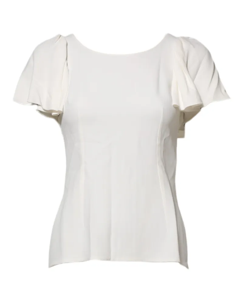 Dolce & Gabbana Women's White Round Neck Short Sleeves Blouse Top Viscose Acetate Elastane White