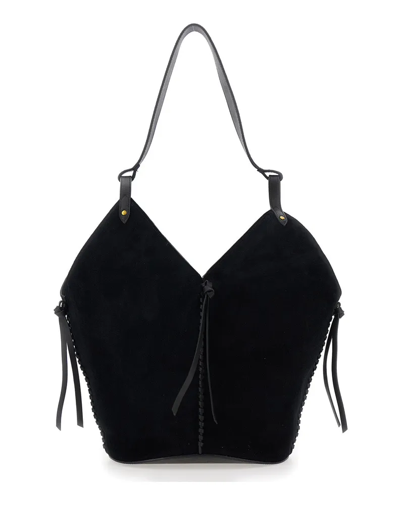 Isabel Marant Women's Shoulder Bag Tampa Black Suede Calf Leather Black