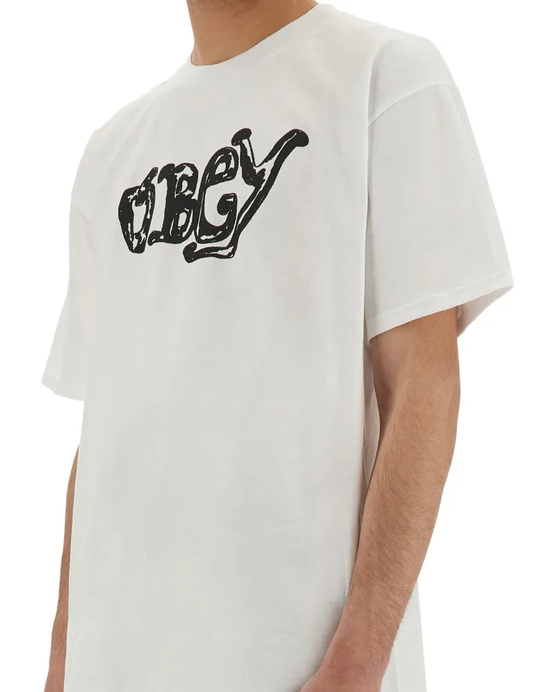 Obey Logo Print T-Shirt — White White