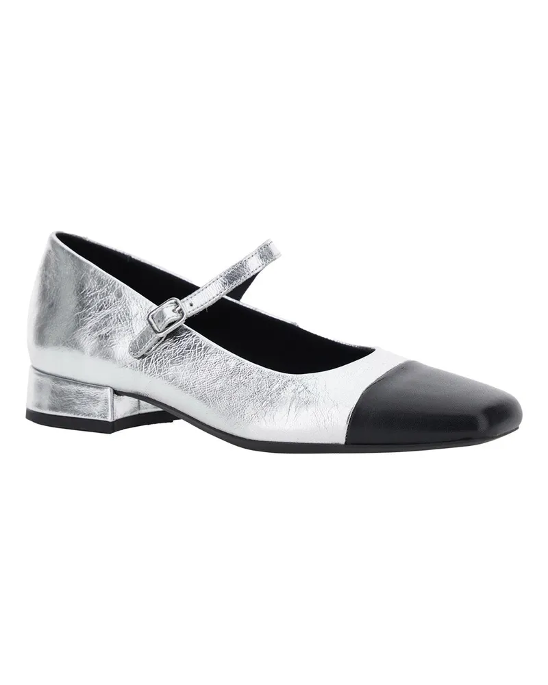 Vagabond Women's Debby Silver Slingback Pump With Strap Metallic Goat Leather Silver