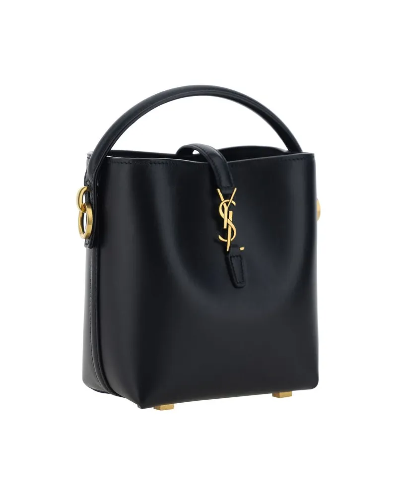 Saint Laurent Women's Black Calf Leather Bos Taurus Shoulder Bag Black