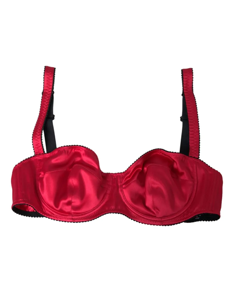 Dolce & Gabbana Women's Bordeaux Silk Stretch Balconcino Bra Underwear Elastane Clothing Red