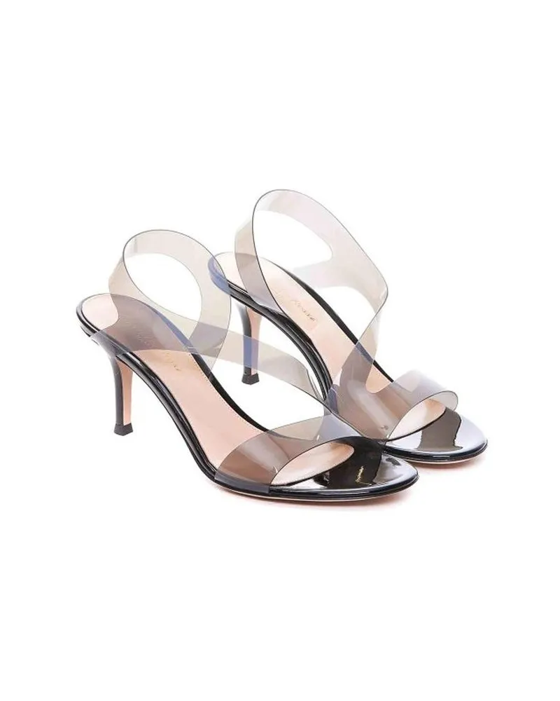 Gianvito Rossi Women's Black Rubber Stiletto Heel Sandals Black