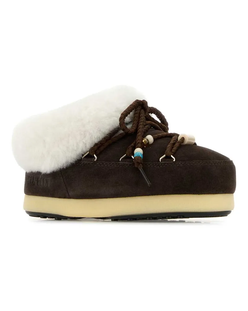 Moon Boot Women's Brown Suede Evx Slip Ons Black-Black Stivali Black/black Boot Brown