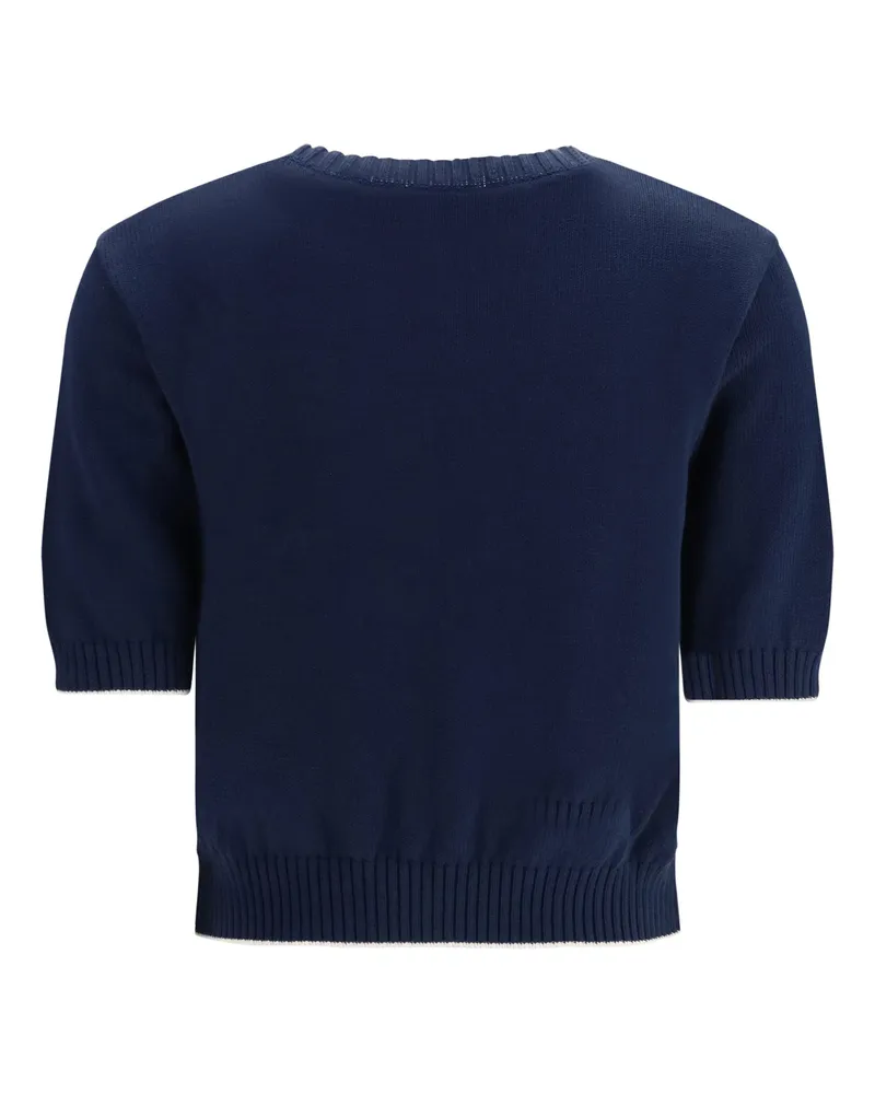 Max Mara Embroidered Cotton Knit Sweater — Navy Navy