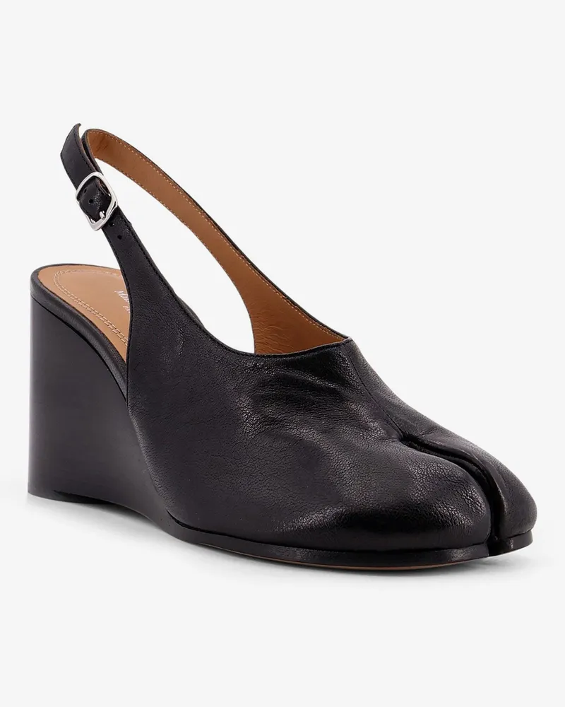Maison Margiela Women's Tabi Leather Pumps Black High Heel Shoes Black