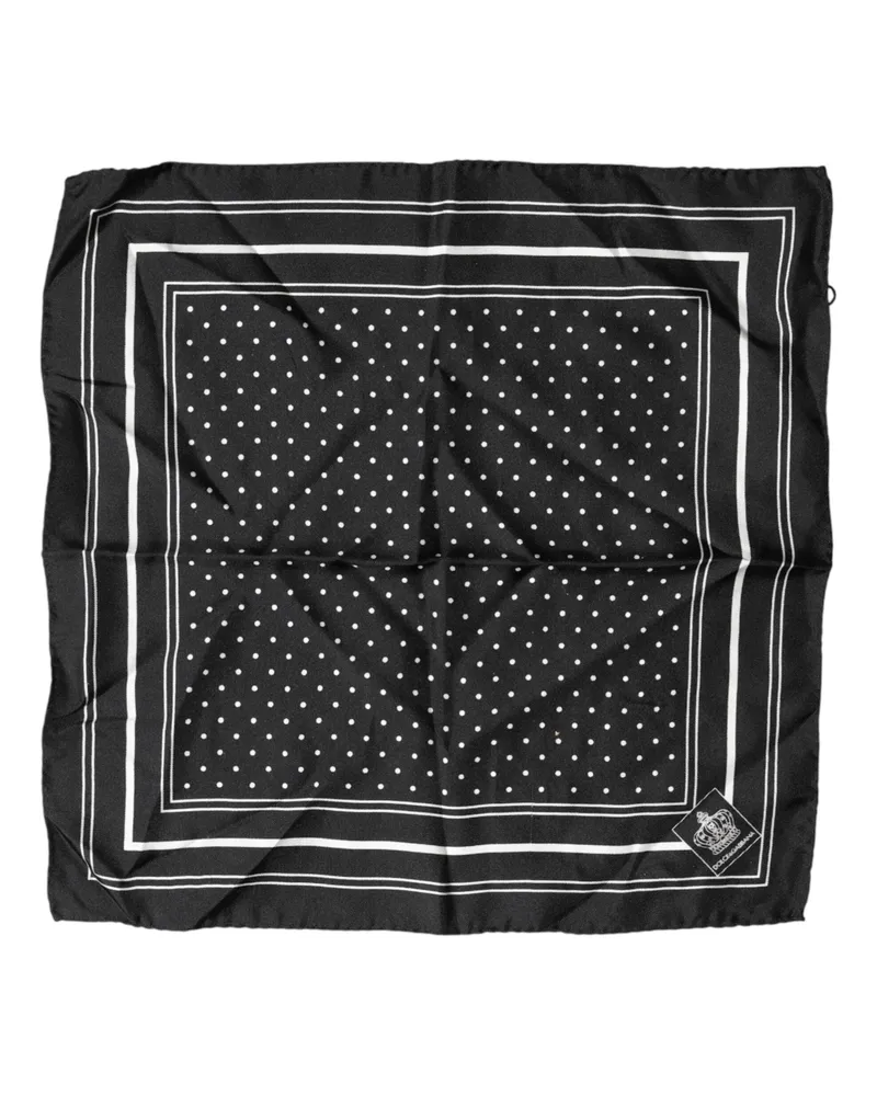 Dolce & Gabbana Scarf Black Poka Dot Men Square Handkerchief Black