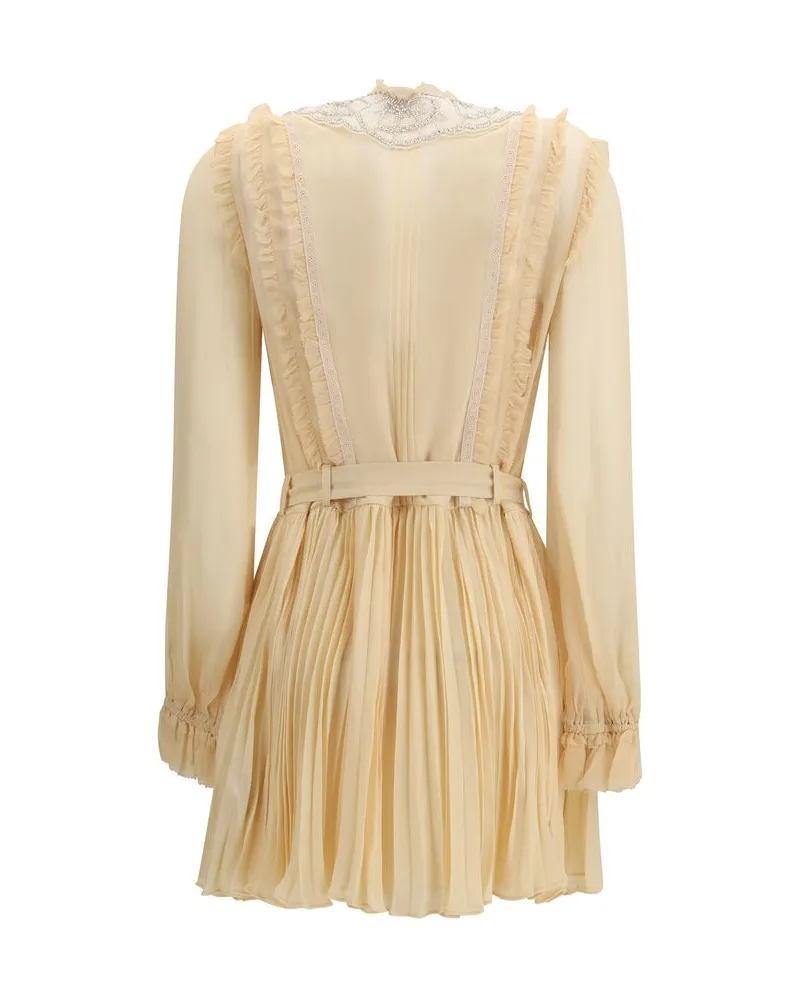 Self-Portrait Women's Beige Viscose Casual Dress Beige